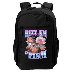 Rizz Em With The Tism Meme Moo Deng Daily Commute Backpack