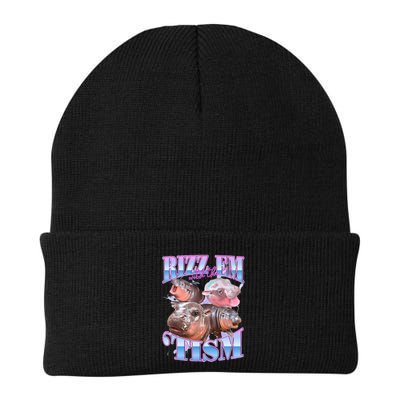 Rizz Em With The Tism Meme Moo Deng Beanie