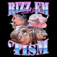 Rizz Em With The Tism Meme Moo Deng Drawstring Bag