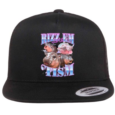 Rizz Em With The Tism Meme Moo Deng Flatbill Hat