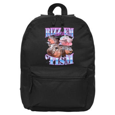 Rizz Em With The Tism Meme Moo Deng 16 in Basic Backpack