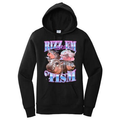 Rizz Em With The Tism Meme Moo Deng Women's Pullover Hoodie