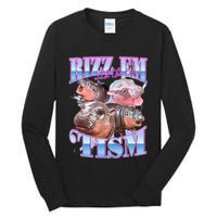 Rizz Em With The Tism Meme Moo Deng Tall Long Sleeve T-Shirt