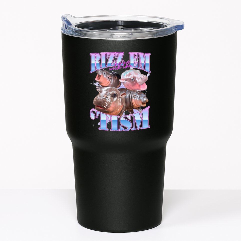 Rizz Em With The Tism Meme Moo Deng Tumbler