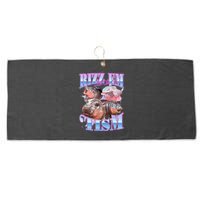 Rizz Em With The Tism Meme Moo Deng Large Microfiber Waffle Golf Towel