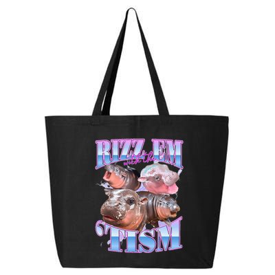 Rizz Em With The Tism Meme Moo Deng 25L Jumbo Tote