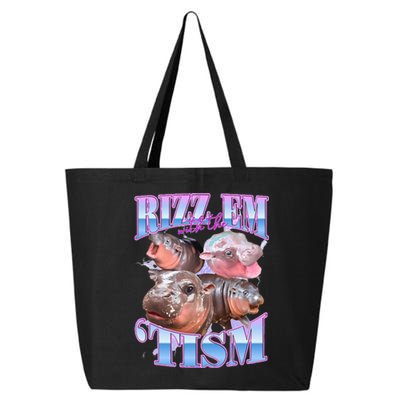 Rizz Em With The Tism Meme Moo Deng 25L Jumbo Tote