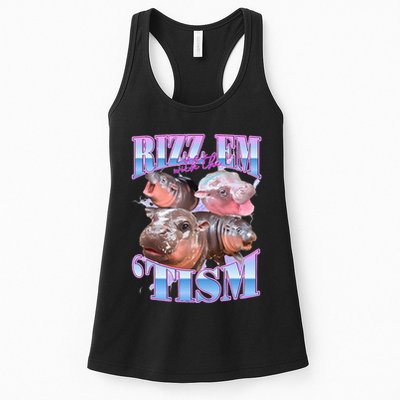 Rizz Em With The Tism Meme Moo Deng Womens Tank Top