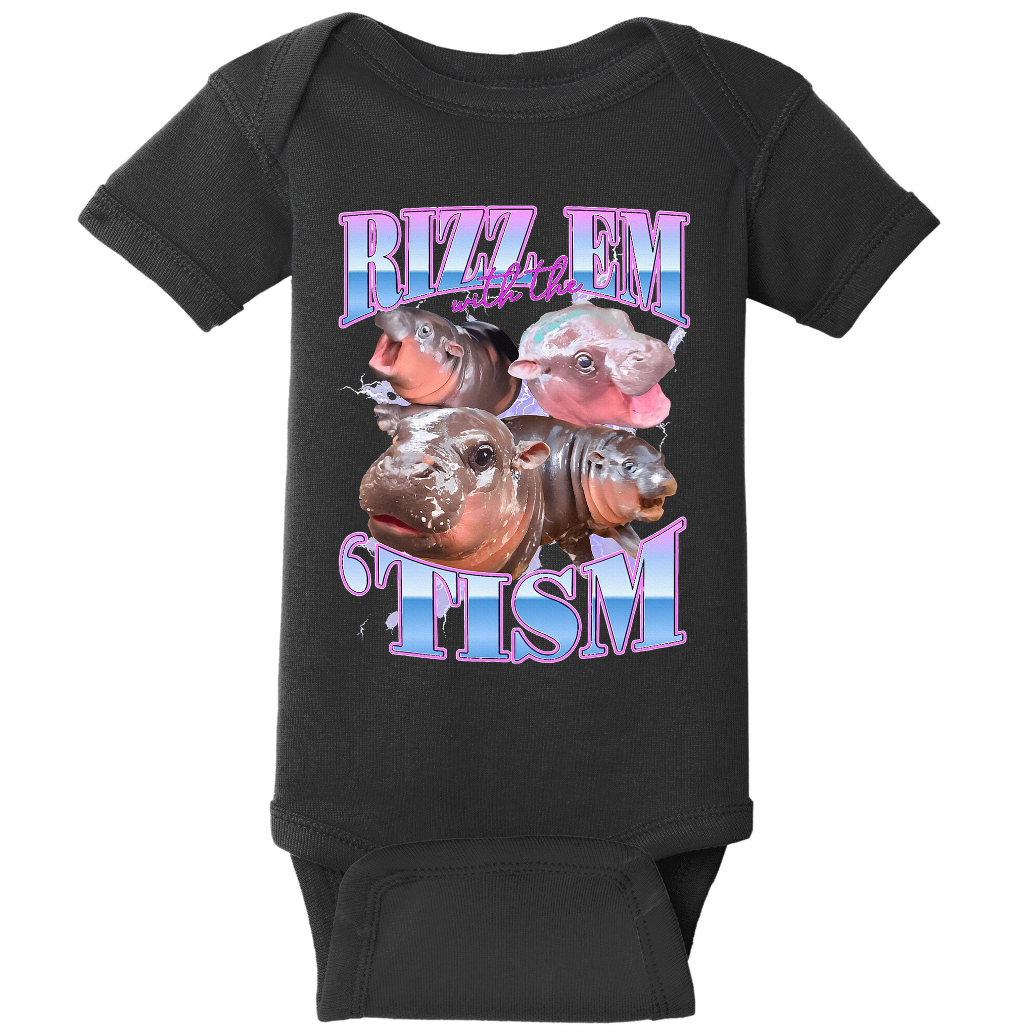 Rizz Em With The Tism Meme Moo Deng Baby Bodysuit