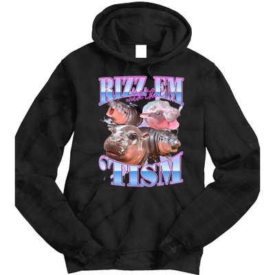 Rizz Em With The Tism Meme Moo Deng Tie Dye Hoodie