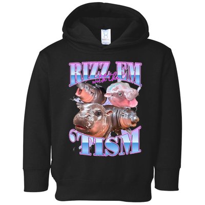 Rizz Em With The Tism Meme Moo Deng Toddler Hoodie