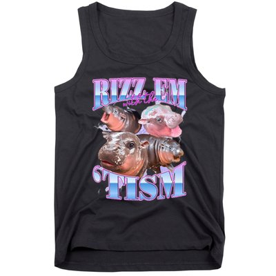 Rizz Em With The Tism Meme Moo Deng Tank Top