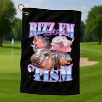 Rizz Em With The Tism Meme Moo Deng Golf Towel