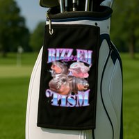 Rizz Em With The Tism Meme Moo Deng Golf Towel