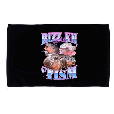 Rizz Em With The Tism Meme Moo Deng Microfiber Hand Towel