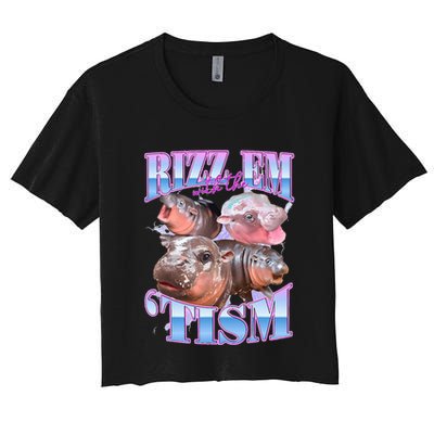 Rizz Em With The Tism Meme Moo Deng Crop Top