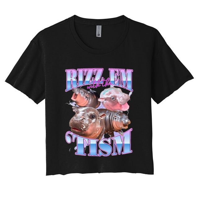 Rizz Em With The Tism Meme Moo Deng Crop Top