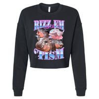 Rizz Em With The Tism Meme Moo Deng Cropped Pullover Crew