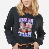 Rizz Em With The Tism Meme Moo Deng Cropped Pullover Crew