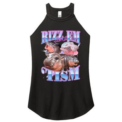 Rizz Em With The Tism Meme Moo Deng Women's Perfect Tri Rocker Tank