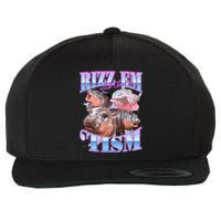 Rizz Em With The Tism Meme Moo Deng Wool Snapback Cap