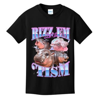 Rizz Em With The Tism Meme Moo Deng Kids T-Shirt