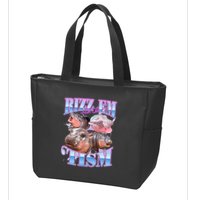 Rizz Em With The Tism Meme Moo Deng Zip Tote Bag