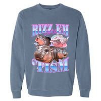 Rizz Em With The Tism Meme Moo Deng Garment-Dyed Sweatshirt