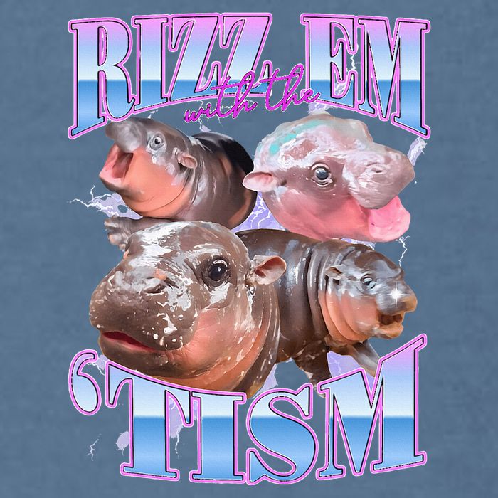 Rizz Em With The Tism Meme Moo Deng Garment-Dyed Sweatshirt