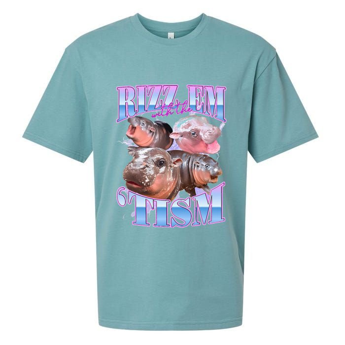 Rizz Em With The Tism Meme Moo Deng Sueded Cloud Jersey T-Shirt