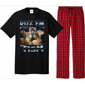 Rizz Em With The Tism Capybara Funny Oddly Dank Meme Pajama Set