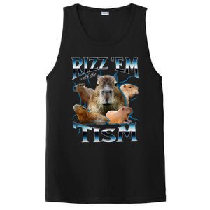 Rizz Em With The Tism Capybara Funny Oddly Dank Meme PosiCharge Competitor Tank