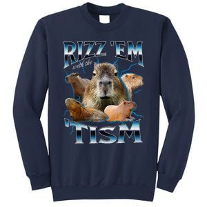 Rizz Em With The Tism Capybara Funny Oddly Dank Meme Sweatshirt