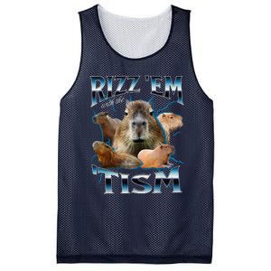 Rizz Em With The Tism Capybara Funny Oddly Dank Meme Mesh Reversible Basketball Jersey Tank