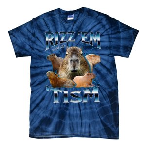 Rizz Em With The Tism Capybara Funny Oddly Dank Meme Tie-Dye T-Shirt