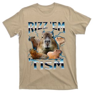 Rizz Em With The Tism Capybara Funny Oddly Dank Meme T-Shirt