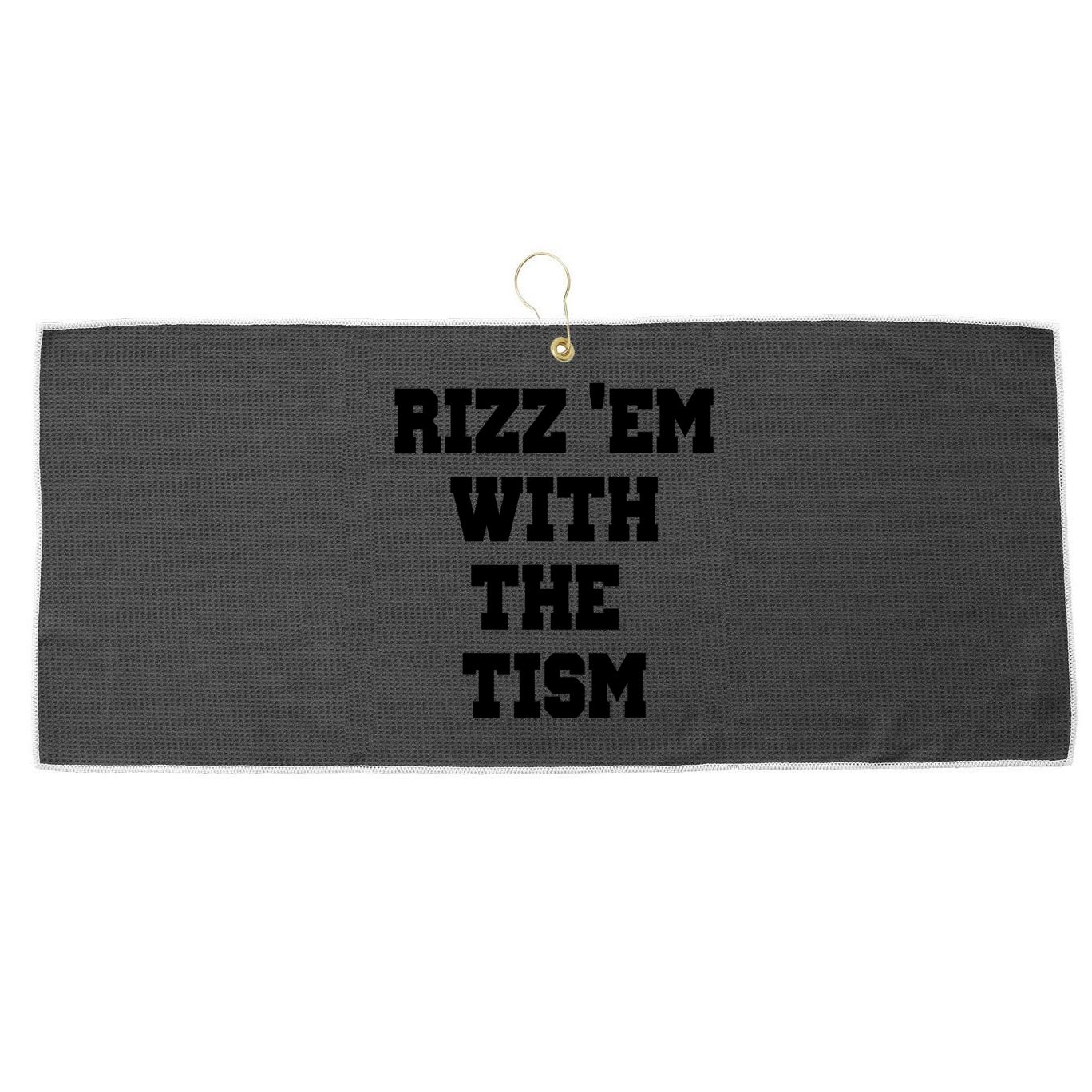 Rizz Em With The Tism Large Microfiber Waffle Golf Towel