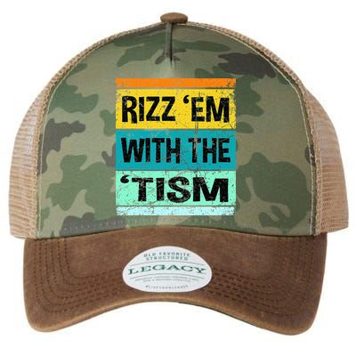 Rizz Em With The Tism Funny Autism Legacy Tie Dye Trucker Hat