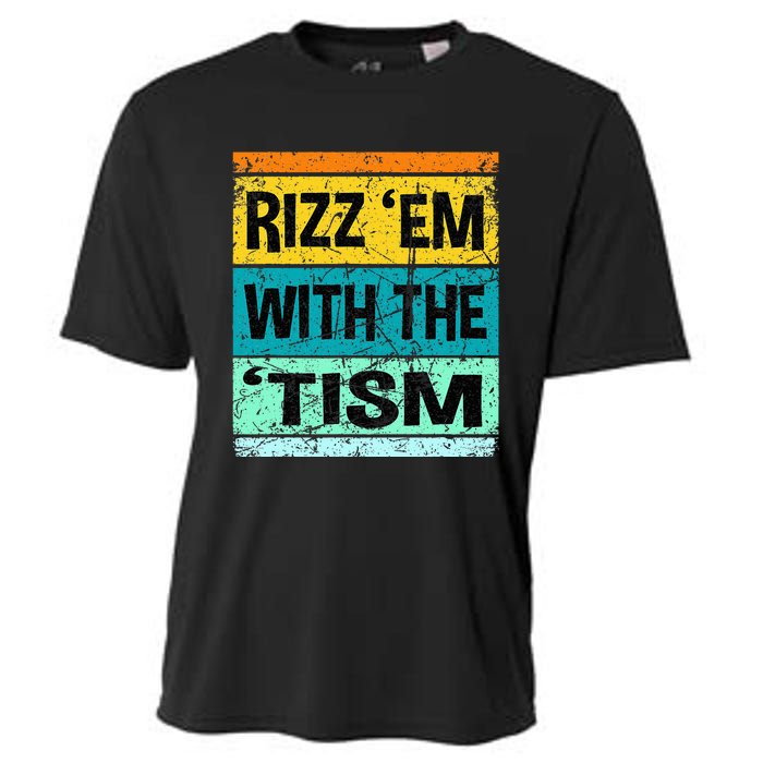 Rizz Em With The Tism Funny Autism Cooling Performance Crew T-Shirt