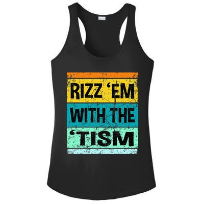 Rizz Em With The Tism Funny Autism Ladies PosiCharge Competitor Racerback Tank
