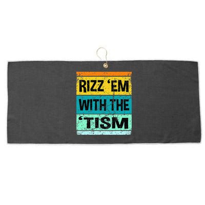 Rizz Em With The Tism Funny Autism Large Microfiber Waffle Golf Towel