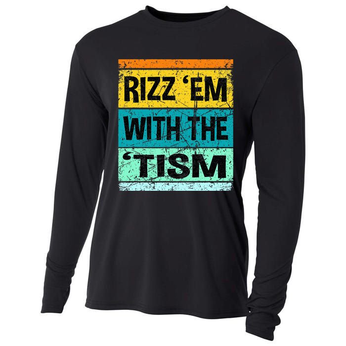 Rizz Em With The Tism Funny Autism Cooling Performance Long Sleeve Crew