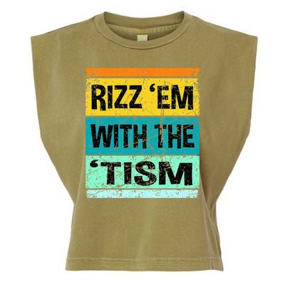 Rizz Em With The Tism Funny Autism Garment-Dyed Women's Muscle Tee