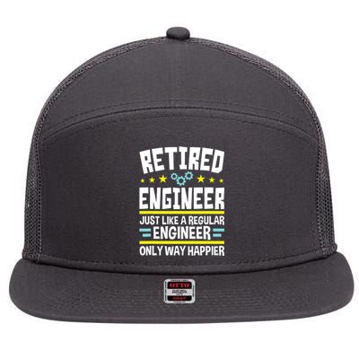 Retired Engineer Way Happier Engineering Retirement 7 Panel Mesh Trucker Snapback Hat