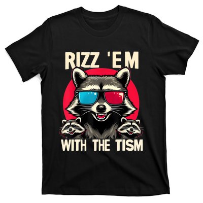 Rizz Em With The Tism Retro Vintage Raccoon Meme T-Shirt