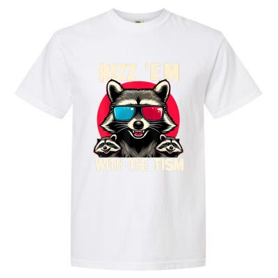 Rizz Em With The Tism Retro Vintage Raccoon Meme Garment-Dyed Heavyweight T-Shirt