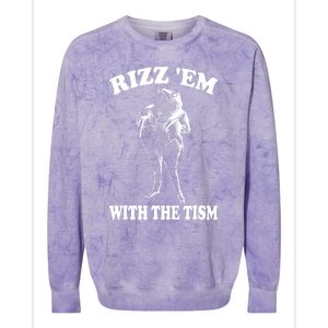 Rizz Em With The Tism Funny Meme Frog Colorblast Crewneck Sweatshirt