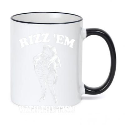 Rizz Em With The Tism Funny Meme Frog 11oz Black Color Changing Mug