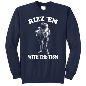 Rizz Em With The Tism Funny Meme Frog Tall Sweatshirt