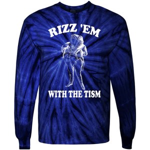 Rizz Em With The Tism Funny Meme Frog Tie-Dye Long Sleeve Shirt